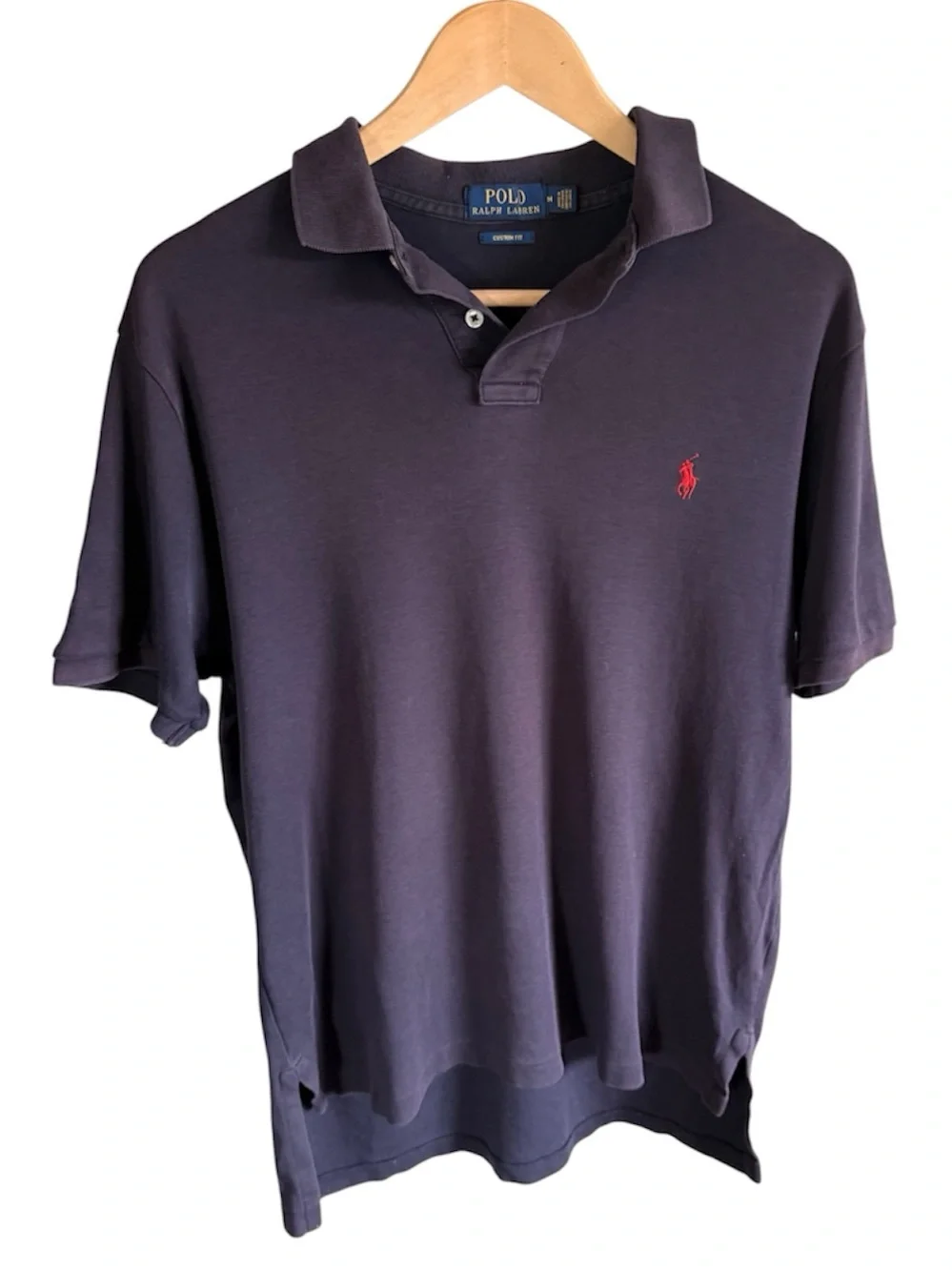 Polo Ralph Lauren Blue Label Men's Purple Polo Shirt Custom Fit Pony Logo Medium